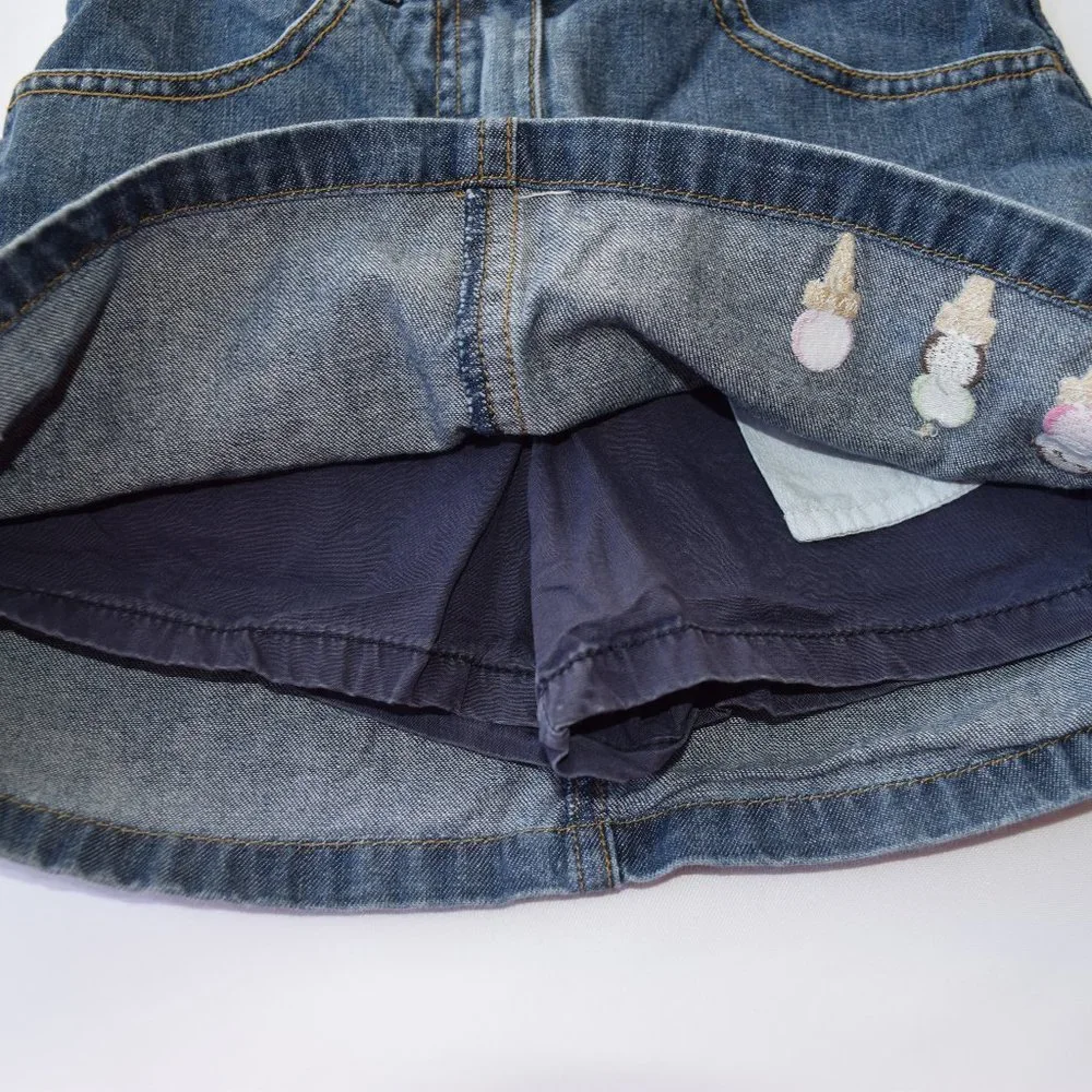 Gymboree Denim Jean Skirt/Skort/Shorts with Ice Cream Embellishments - Size 7
